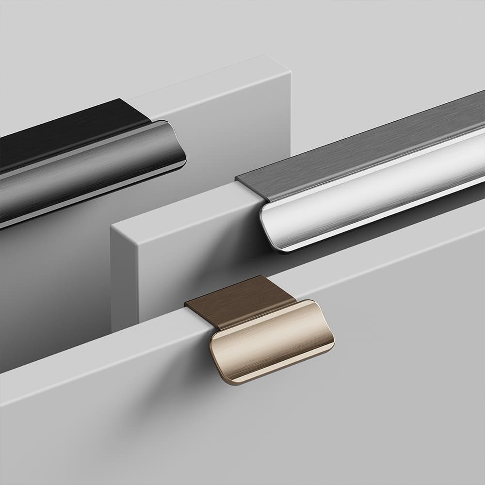 Edge Pull Handle Volet - Stainless Steel Look