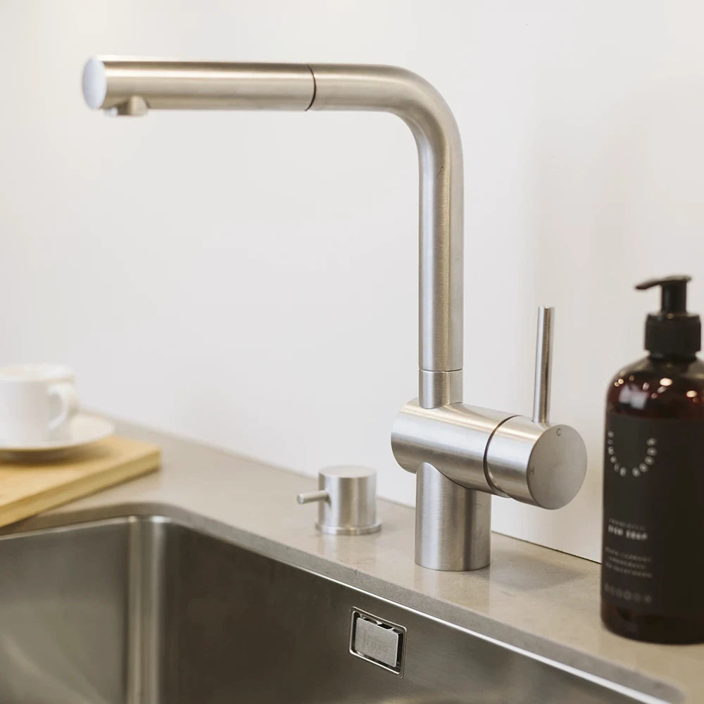 Kitchen Mixer Tap Venedig - Pull-Out Spout - Stainless Steel