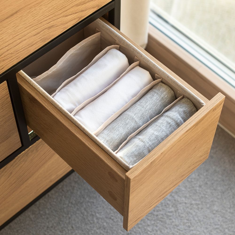 Storage box with 6-compartments - Beige