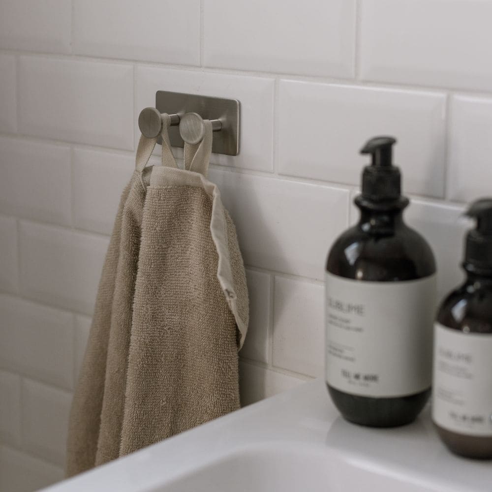 Towel Hook Base 210 2-Hook - Brushed Stainless Steel Finish