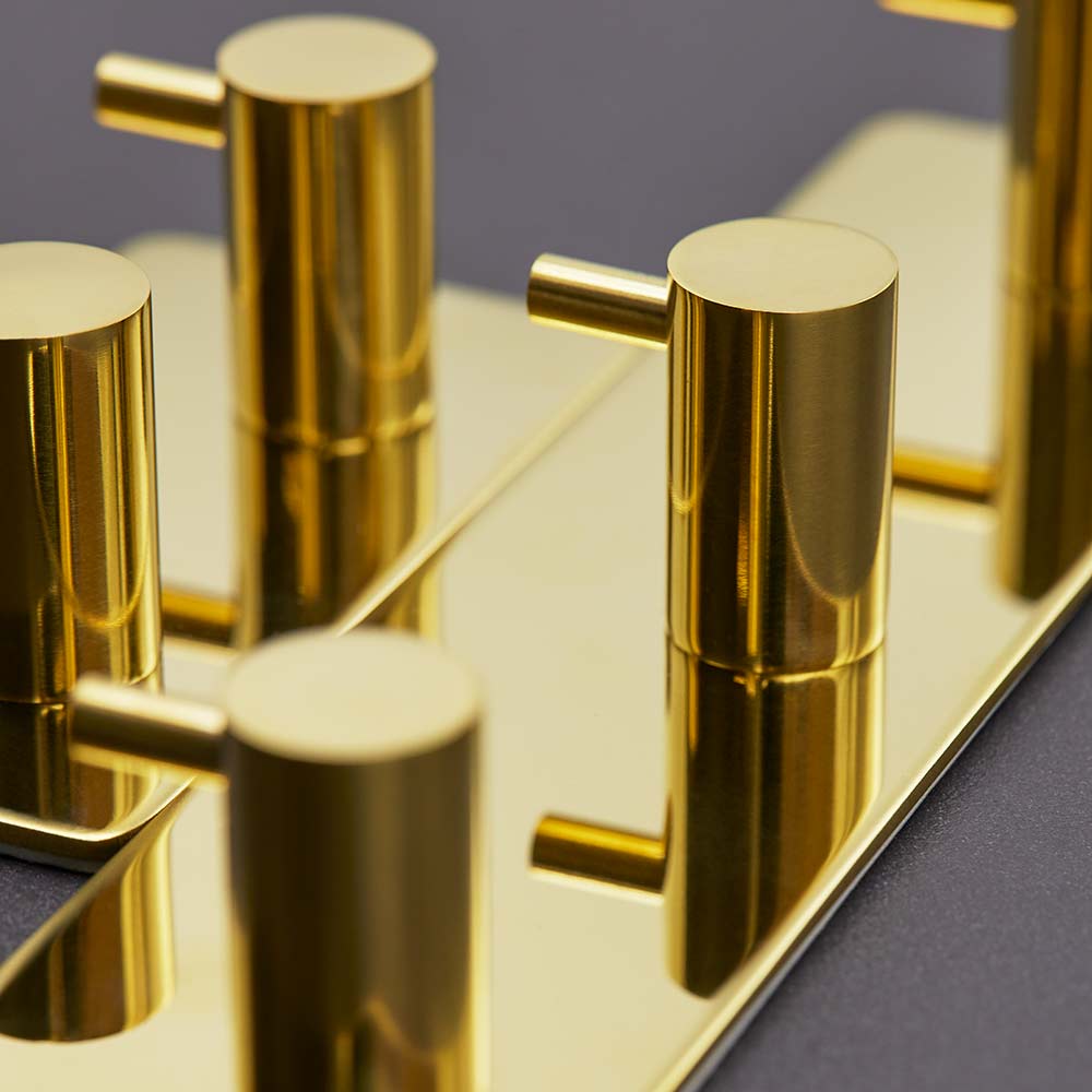 Towel Hook Base 220 3-Hook - Polished Brass